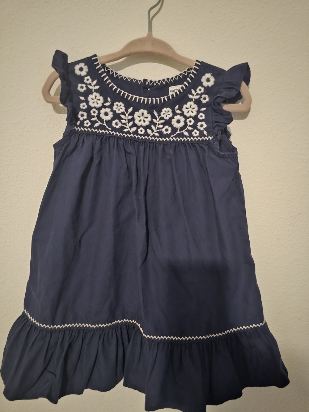 Carter's Navy Sundress with White Floral Embroidery